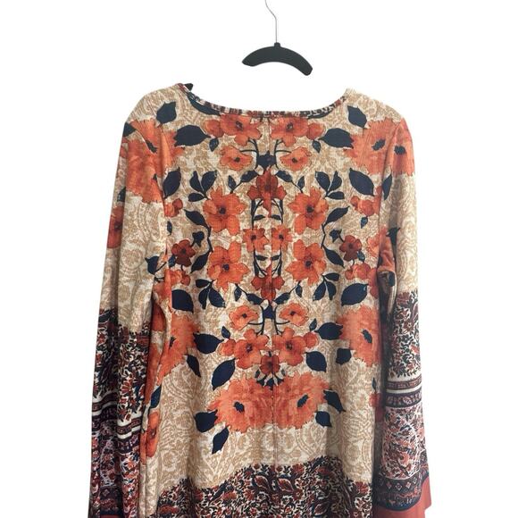 One World Live And Let Live Tunic Dress Large Multi Patterned Beads VNeck #5461 - Picture 11 of 14